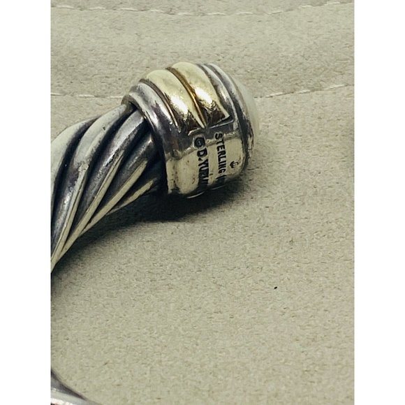 DAVID YURMAN STERLING SILVER 14K 10MM MABE PEARL HINGED CUFF BRACELET RARE 6.25” - Picture 10 of 11